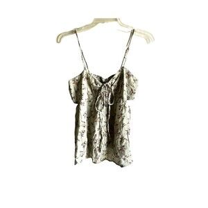 American Eagle Floral Halter Tank Top Size S Cutout Cami Green